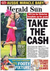Herald Sun (Australia) Newspaper Front Page for 1 November 2012