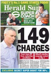Herald Sun (Australia) Newspaper Front Page for 1 February 2013
