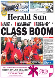 Herald Sun (Australia) Newspaper Front Page for 20 December 2012