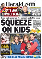 Herald Sun (Australia) Newspaper Front Page for 20 July 2012