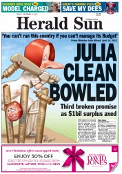 Herald Sun (Australia) Newspaper Front Page for 21 December 2012