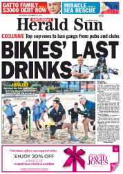 Herald Sun (Australia) Newspaper Front Page for 22 December 2012