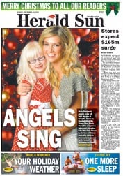 Herald Sun (Australia) Newspaper Front Page for 24 December 2012