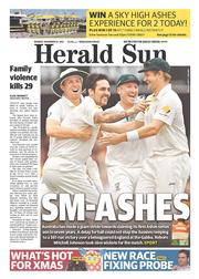 Herald Sun (Australia) Newspaper Front Page for 25 November 2013