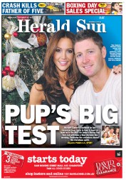 Herald Sun (Australia) Newspaper Front Page for 26 December 2012
