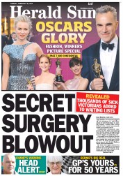 Herald Sun (Australia) Newspaper Front Page for 26 February 2013