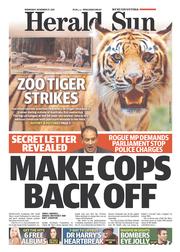 Herald Sun (Australia) Newspaper Front Page for 27 November 2013