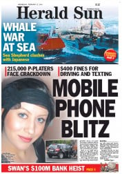 Herald Sun (Australia) Newspaper Front Page for 27 February 2013