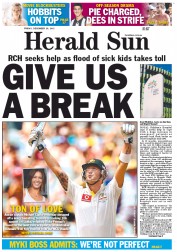 Herald Sun (Australia) Newspaper Front Page for 28 December 2012
