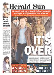 Herald Sun (Australia) Newspaper Front Page for 29 October 2013