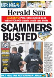 Herald Sun (Australia) Newspaper Front Page for 29 November 2012