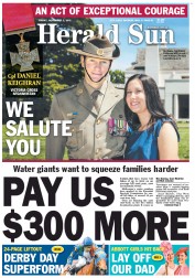 Herald Sun (Australia) Newspaper Front Page for 2 November 2012