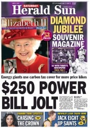 Herald Sun (Australia) Newspaper Front Page for 2 June 2012
