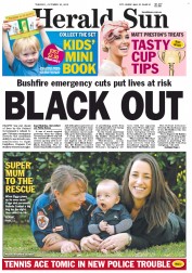 Herald Sun (Australia) Newspaper Front Page for 30 October 2012