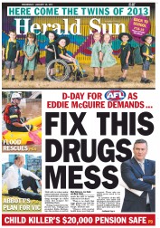 Herald Sun (Australia) Newspaper Front Page for 30 January 2013