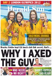 Herald Sun (Australia) Newspaper Front Page for 30 July 2012