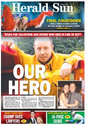 Herald Sun (Australia) Newspaper Front Page for 31 December 2012