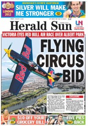 Herald Sun (Australia) Newspaper Front Page for 3 August 2012