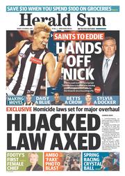 Herald Sun (Australia) Newspaper Front Page for 4 October 2013