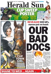 Herald Sun (Australia) Newspaper Front Page for 4 November 2013