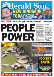 Herald Sun (Australia) Newspaper Front Page for 4 February 2013