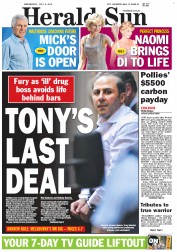 Herald Sun (Australia) Newspaper Front Page for 4 July 2012