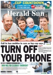 Herald Sun (Australia) Newspaper Front Page for 5 November 2012