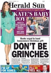 Herald Sun (Australia) Newspaper Front Page for 5 December 2012