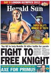 Herald Sun (Australia) Newspaper Front Page for 6 August 2012