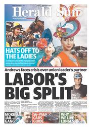 Herald Sun (Australia) Newspaper Front Page for 8 November 2013
