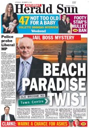 Herald Sun (Australia) Newspaper Front Page for 8 December 2012