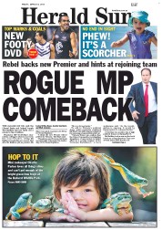 Herald Sun (Australia) Newspaper Front Page for 8 March 2013