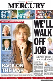 Hobart Mercury (Australia) Newspaper Front Page for 10 October 2013
