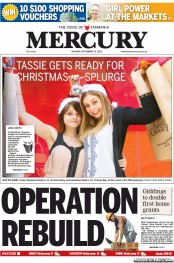 Hobart Mercury (Australia) Newspaper Front Page for 10 December 2012