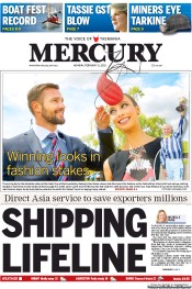 Hobart Mercury (Australia) Newspaper Front Page for 11 February 2013