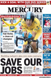 Hobart Mercury (Australia) Newspaper Front Page for 12 March 2013
