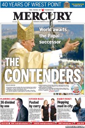 Hobart Mercury (Australia) Newspaper Front Page for 13 February 2013