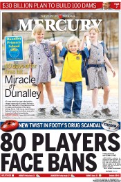 Hobart Mercury (Australia) Newspaper Front Page for 14 February 2013