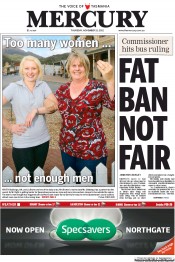 Hobart Mercury (Australia) Newspaper Front Page for 15 November 2012