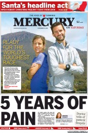 Hobart Mercury (Australia) Newspaper Front Page for 17 November 2012