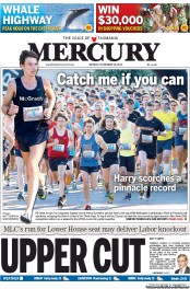 Hobart Mercury (Australia) Newspaper Front Page for 18 November 2013