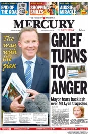 Hobart Mercury (Australia) Newspaper Front Page for 18 January 2014