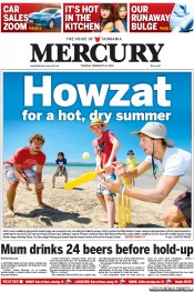 Hobart Mercury (Australia) Newspaper Front Page for 19 February 2013