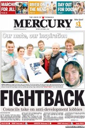 Hobart Mercury (Australia) Newspaper Front Page for 1 October 2012