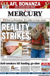 Hobart Mercury (Australia) Newspaper Front Page for 1 November 2012