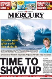 Hobart Mercury (Australia) Newspaper Front Page for 22 October 2013