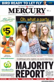 Hobart Mercury (Australia) Newspaper Front Page for 22 December 2012