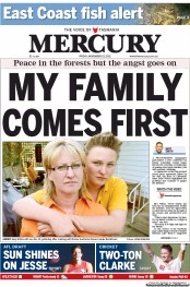 Hobart Mercury (Australia) Newspaper Front Page for 23 November 2012