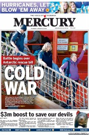 Hobart Mercury (Australia) Newspaper Front Page for 23 January 2014