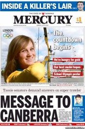 Hobart Mercury (Australia) Newspaper Front Page for 23 July 2012